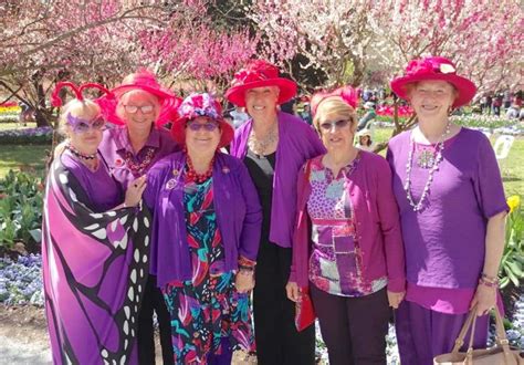 Red hatters - The Red Hat Society (RHS) is a worldwide social club for women. Easily identifiable in our gorgeous Red and Purple colours. The primary focus is about fun and friendship, especially for those over the age of 50. Hatters get together in “Chapters” to socialise and have fun. It is non-religious and open to all women.